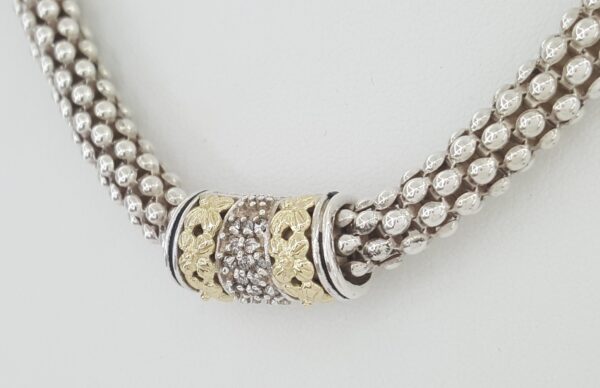 Gabrielle Bruni Diamond Silver & Yellow Gold Necklace 18"