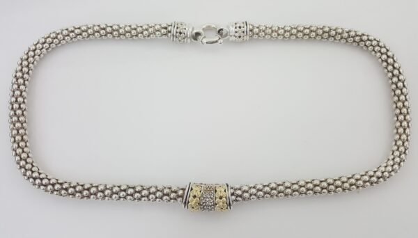 Gabrielle Bruni Diamond Silver & Yellow Gold Necklace 18"