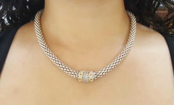Gabrielle Bruni Diamond Silver & Yellow Gold Necklace 18"