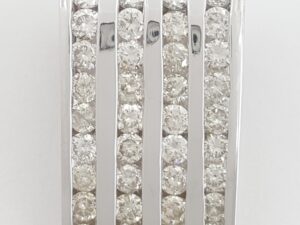 Round Diamond Channel Set Slider Pendant 4-Row 14K White Gold 1.35ct 6.7 Grams