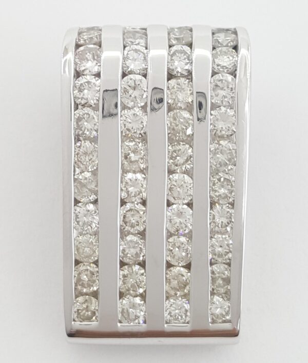 Round Diamond Channel Set Slider Pendant 4-Row 14K White Gold 1.35ct 6.7 Grams