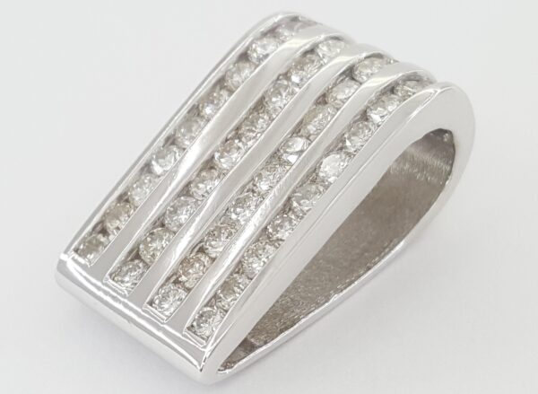 Round Diamond Channel Set Slider Pendant 4-Row 14K White Gold 1.35ct 6.7 Grams