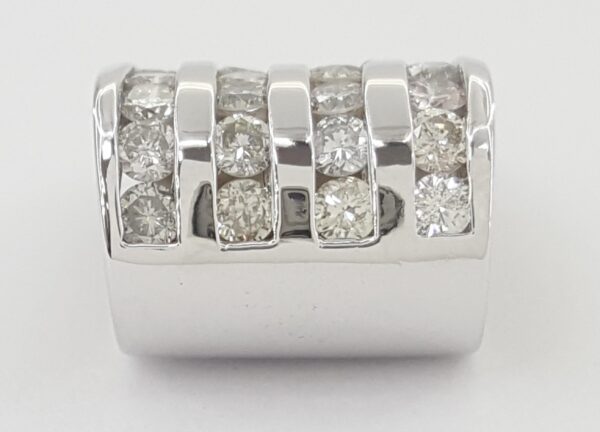Round Diamond Channel Set Slider Pendant 4-Row 14K White Gold 1.35ct 6.7 Grams