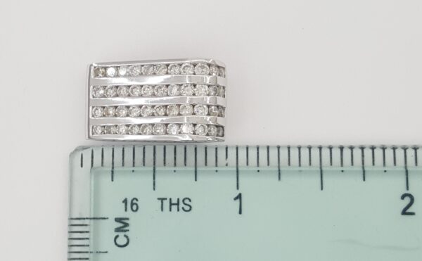 Round Diamond Channel Set Slider Pendant 4-Row 14K White Gold 1.35ct 6.7 Grams