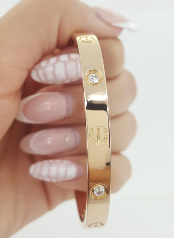 Cartier LOVE 18K Rose Gold 4 Diamonds Bracelet 0.42 ct SIZE 17 Retail $11.9K