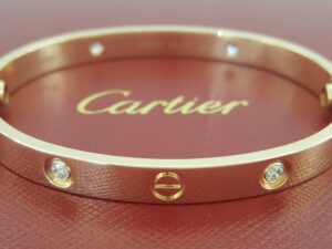 Cartier LOVE 18K Rose Gold 4 Diamonds Bracelet 0.42 ct SIZE 17 Retail $11.9K