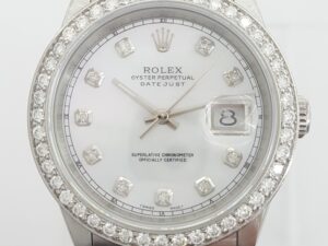 Rolex DateJust 16200 36 mm Aftermarket MOP Dial & Diamond Bezel Mfr 2002