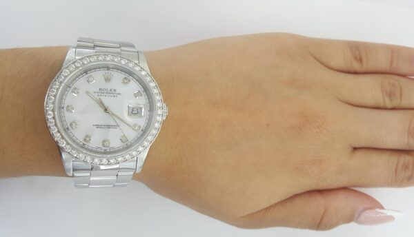 Rolex DateJust 16200 36 mm Aftermarket MOP Dial & Diamond Bezel Mfr 2002