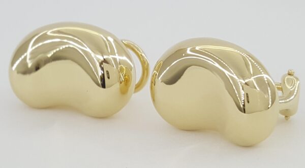 Tiffany & Co Elsa Peretti 18K Yellow Gold Bean Design Ear Clip Earrings 20 mm