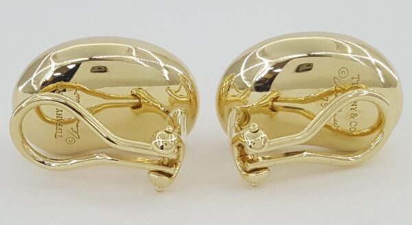 Tiffany & Co Elsa Peretti 18K Yellow Gold Bean Design Ear Clip Earrings 20 mm