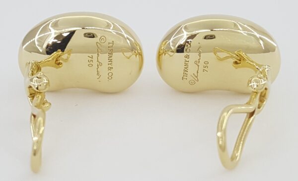 Tiffany & Co Elsa Peretti 18K Yellow Gold Bean Design Ear Clip Earrings 20 mm