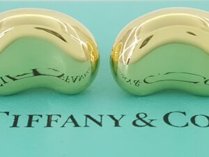 Tiffany & Co Elsa Peretti 18K Yellow Gold Bean Design Ear Clip Earrings 20 mm