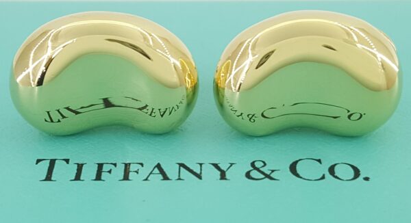 Tiffany & Co Elsa Peretti 18K Yellow Gold Bean Design Ear Clip Earrings 20 mm