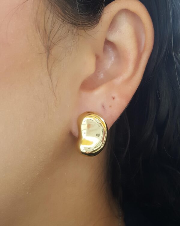 Tiffany & Co Elsa Peretti 18K Yellow Gold Bean Design Ear Clip Earrings 20 mm