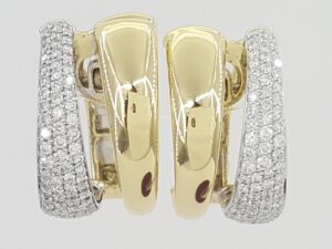 Roberto Coin Pave Diamond Half Hoop Earrings 0.9 ct 18K Yellow Gold