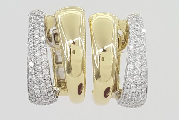 Roberto Coin Pave Diamond Half Hoop Earrings 0.9 ct 18K Yellow Gold