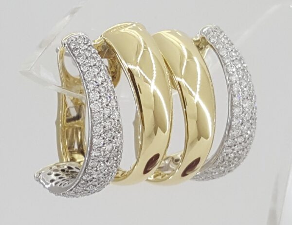 Roberto Coin Pave Diamond Half Hoop Earrings 0.9 ct 18K Yellow Gold