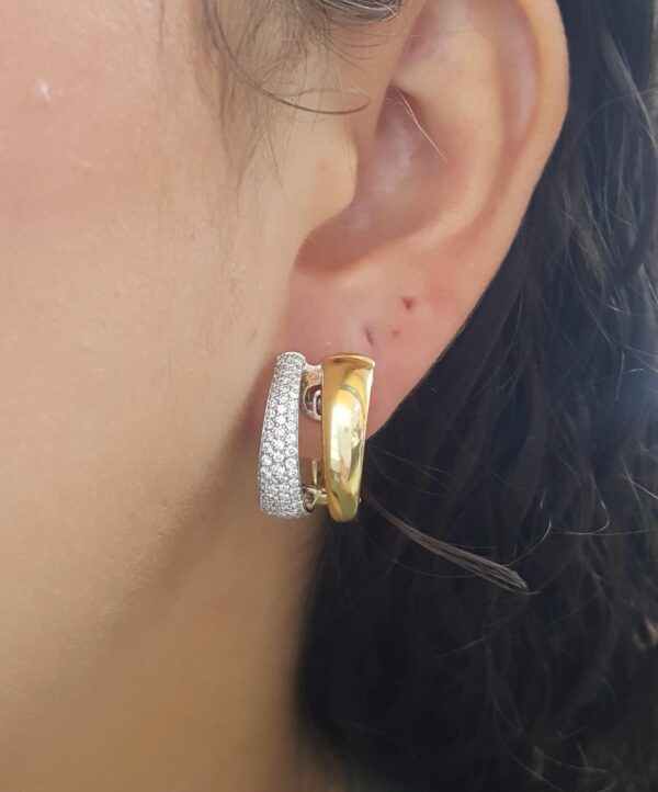 Roberto Coin Pave Diamond Half Hoop Earrings 0.9 ct 18K Yellow Gold