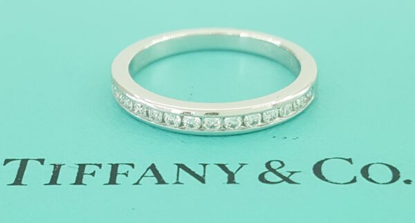 Tiffany & Co Half Circle Diamond Wedding Band Channel Set Plat 2.5mm 0.22 ct