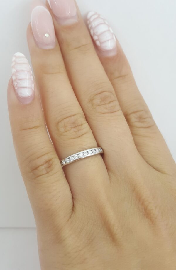 Tiffany & Co Half Circle Diamond Wedding Band Channel Set Plat 2.5mm 0.22 ct