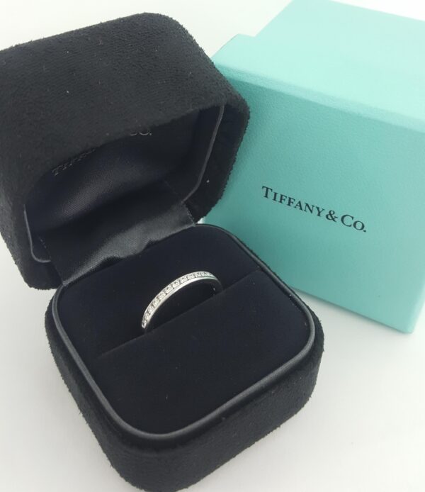 Tiffany & Co Half Circle Diamond Wedding Band Channel Set Plat 2.5mm 0.22 ct