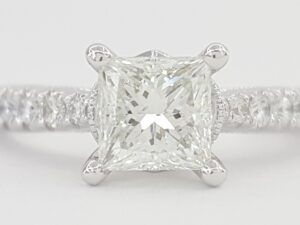 Natalie K Princess Cut Diamond Engagement Ring 1.47 ct 14K White Gold Rtl $8.3K