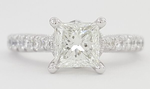 Natalie K Princess Cut Diamond Engagement Ring 1.47 ct 14K White Gold Rtl $8.3K
