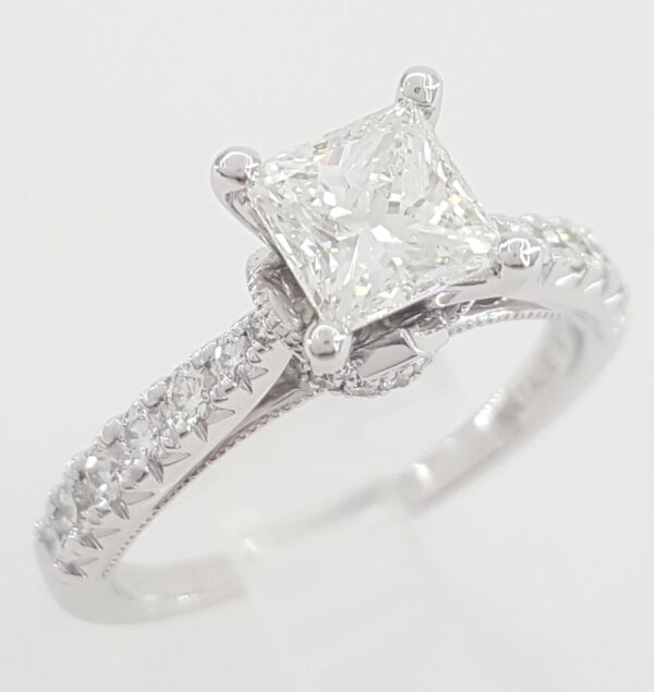 Natalie K Princess Cut Diamond Engagement Ring 1.47 ct 14K White Gold Rtl $8.3K