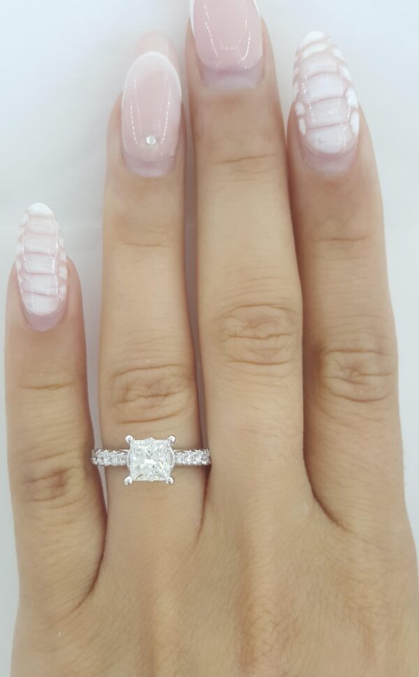 Natalie K Princess Cut Diamond Engagement Ring 1.47 ct 14K White Gold Rtl $8.3K