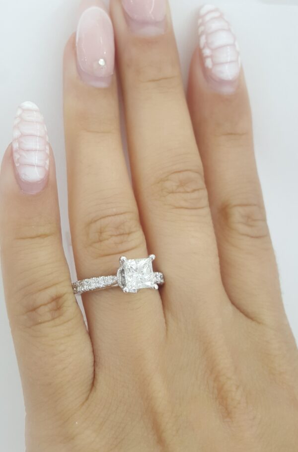 Natalie K Princess Cut Diamond Engagement Ring 1.47 ct 14K White Gold Rtl $8.3K