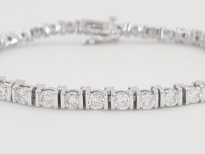 Round Brilliant Diamond Tennis Bracelet 5 ct Bar-Set 14K White Gold 7"