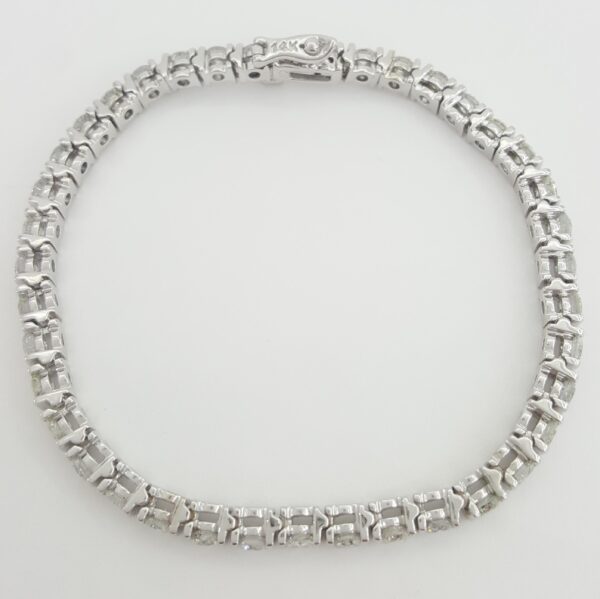 Round Brilliant Diamond Tennis Bracelet 5 ct Bar-Set 14K White Gold 7"