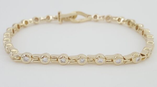Round Brilliant Diamond Tennis Bracelet 2 ct 14K Yellow Gold 7.5"