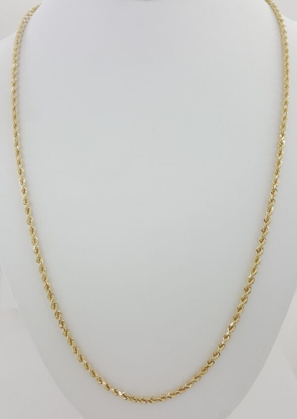 14K Yellow Gold Diamond Cut Rope Chain Necklace 24" 18.3 Grams 3 mm wide