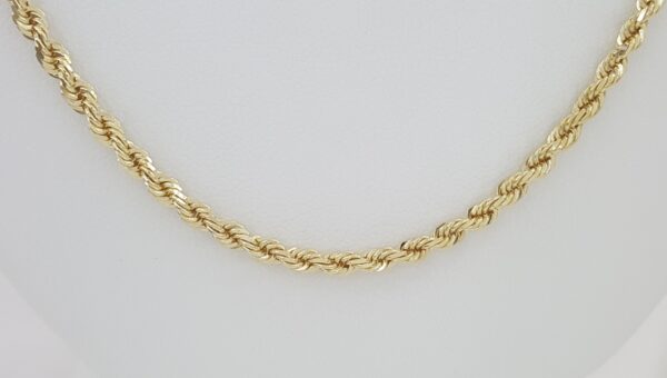 14K Yellow Gold Diamond Cut Rope Chain Necklace 24" 18.3 Grams 3 mm wide