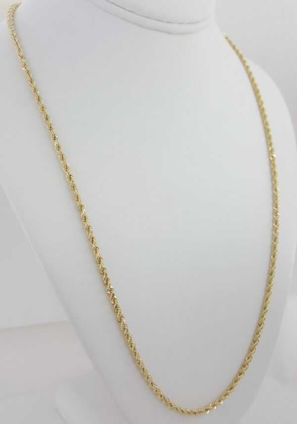 14K Yellow Gold Diamond Cut Rope Chain Necklace 24" 18.3 Grams 3 mm wide