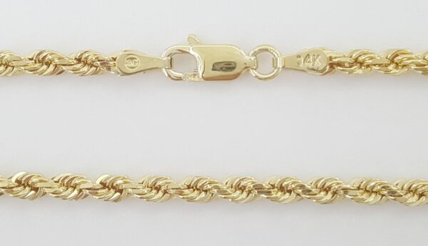 14K Yellow Gold Diamond Cut Rope Chain Necklace 24" 18.3 Grams 3 mm wide