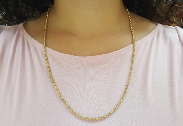 14K Yellow Gold Diamond Cut Rope Chain Necklace 24" 18.3 Grams 3 mm wide