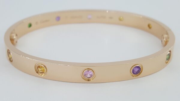 Cartier LOVE 18K Rose Gold Rainbow Bracelet SIZE 17