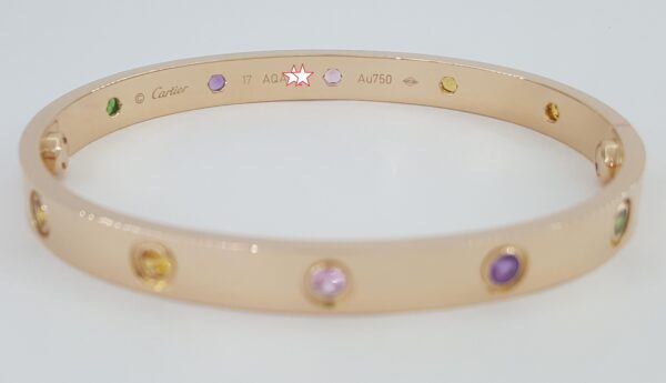 Cartier LOVE 18K Rose Gold Rainbow Bracelet SIZE 17