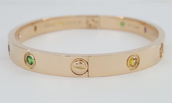 Cartier LOVE 18K Rose Gold Rainbow Bracelet SIZE 17