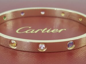 Cartier LOVE 18K Rose Gold Rainbow Bracelet SIZE 17