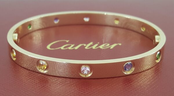 Cartier LOVE 18K Rose Gold Rainbow Bracelet SIZE 17