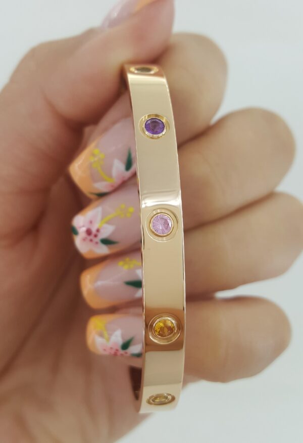 Cartier LOVE 18K Rose Gold Rainbow Bracelet SIZE 17