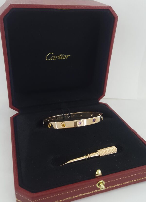Cartier LOVE 18K Rose Gold Rainbow Bracelet SIZE 17