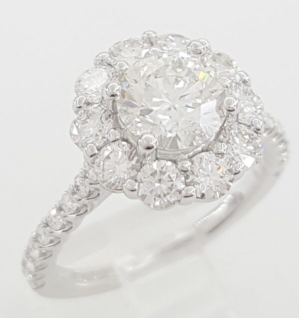 ArtCarved Penny Classic Round Diamond Halo Engagement Ring 2.01 ct 18k Rt $11.3K