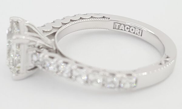 Tacori Princess Cut Diamond Crescent Engagement Ring 2.64 ct 18K White Gold