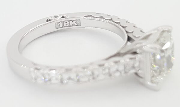 Tacori Princess Cut Diamond Crescent Engagement Ring 2.64 ct 18K White Gold