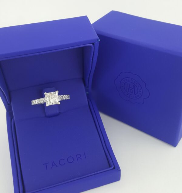Tacori Princess Cut Diamond Crescent Engagement Ring 2.64 ct 18K White Gold