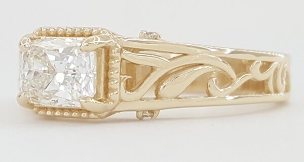 Elongated Cushion Diamond Engagement Ring 14k Yellow Gold GIA 1.06 ct Rt $9K